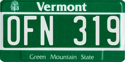 VT license plate OFN319