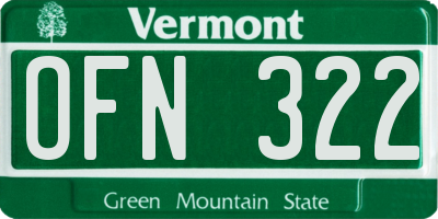 VT license plate OFN322