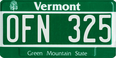 VT license plate OFN325