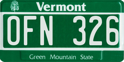VT license plate OFN326