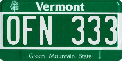 VT license plate OFN333