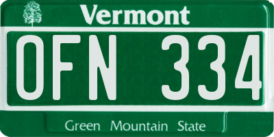 VT license plate OFN334