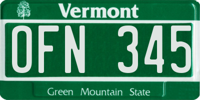 VT license plate OFN345
