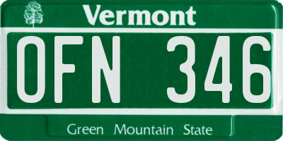 VT license plate OFN346