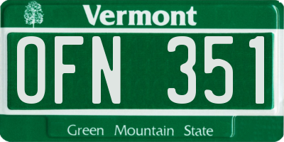 VT license plate OFN351