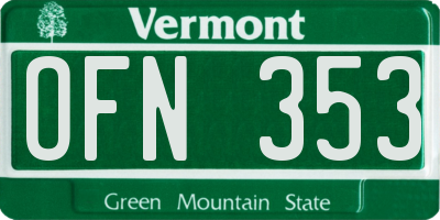 VT license plate OFN353
