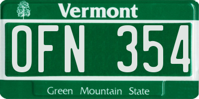VT license plate OFN354
