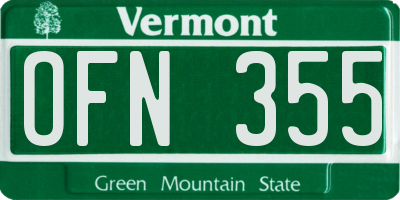 VT license plate OFN355