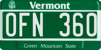 VT license plate OFN360
