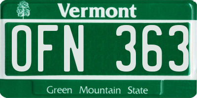 VT license plate OFN363
