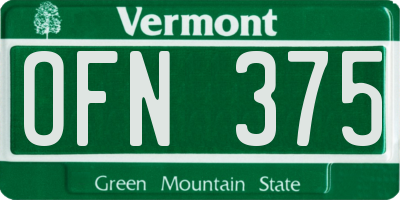 VT license plate OFN375