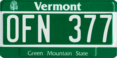 VT license plate OFN377