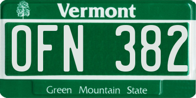 VT license plate OFN382