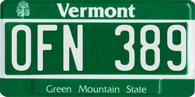 VT license plate OFN389