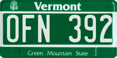 VT license plate OFN392