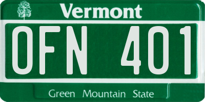 VT license plate OFN401