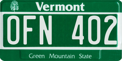 VT license plate OFN402