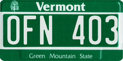 VT license plate OFN403