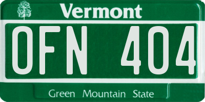 VT license plate OFN404