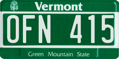 VT license plate OFN415