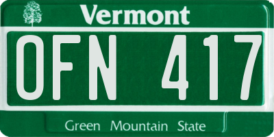 VT license plate OFN417