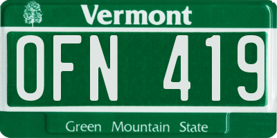 VT license plate OFN419