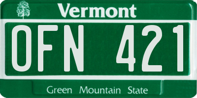 VT license plate OFN421