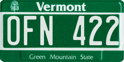 VT license plate OFN422