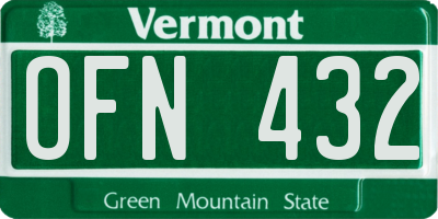 VT license plate OFN432