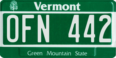 VT license plate OFN442