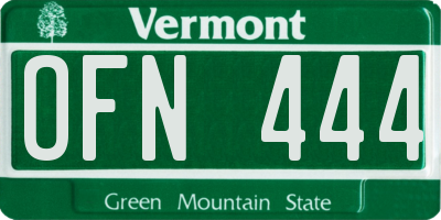 VT license plate OFN444