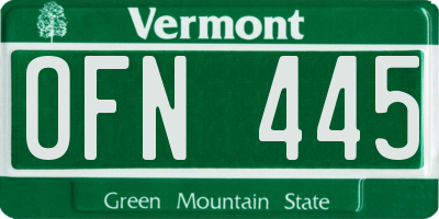 VT license plate OFN445