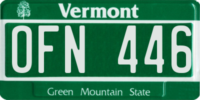 VT license plate OFN446