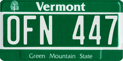 VT license plate OFN447