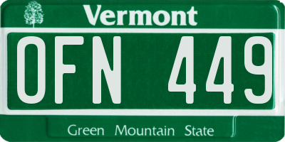 VT license plate OFN449