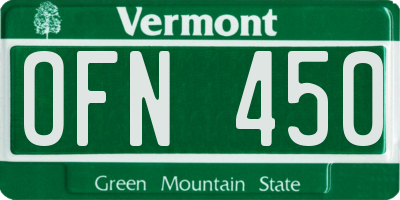 VT license plate OFN450