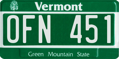 VT license plate OFN451