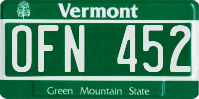 VT license plate OFN452
