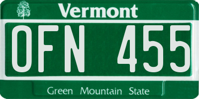 VT license plate OFN455