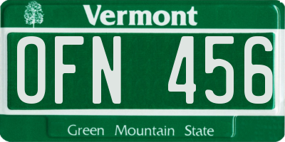 VT license plate OFN456