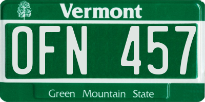 VT license plate OFN457