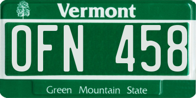 VT license plate OFN458