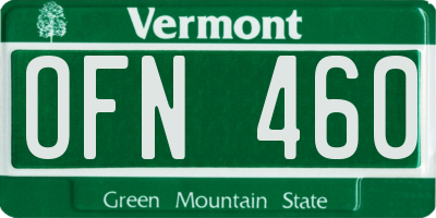 VT license plate OFN460