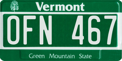 VT license plate OFN467