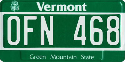 VT license plate OFN468