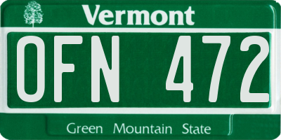 VT license plate OFN472