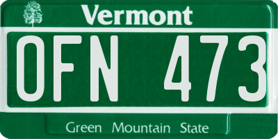 VT license plate OFN473