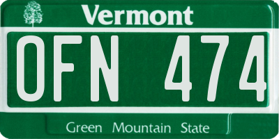 VT license plate OFN474