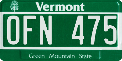 VT license plate OFN475