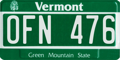 VT license plate OFN476